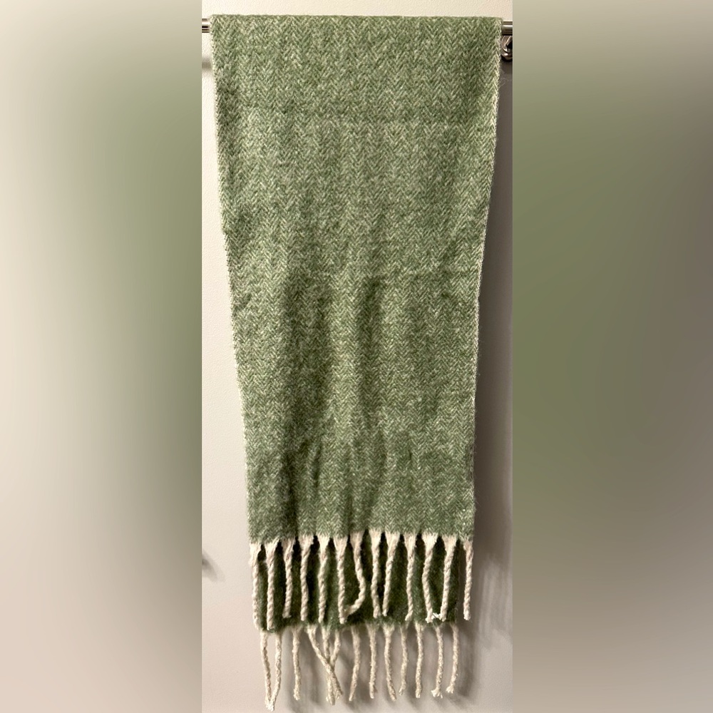 Free People green and cream oversized scarf